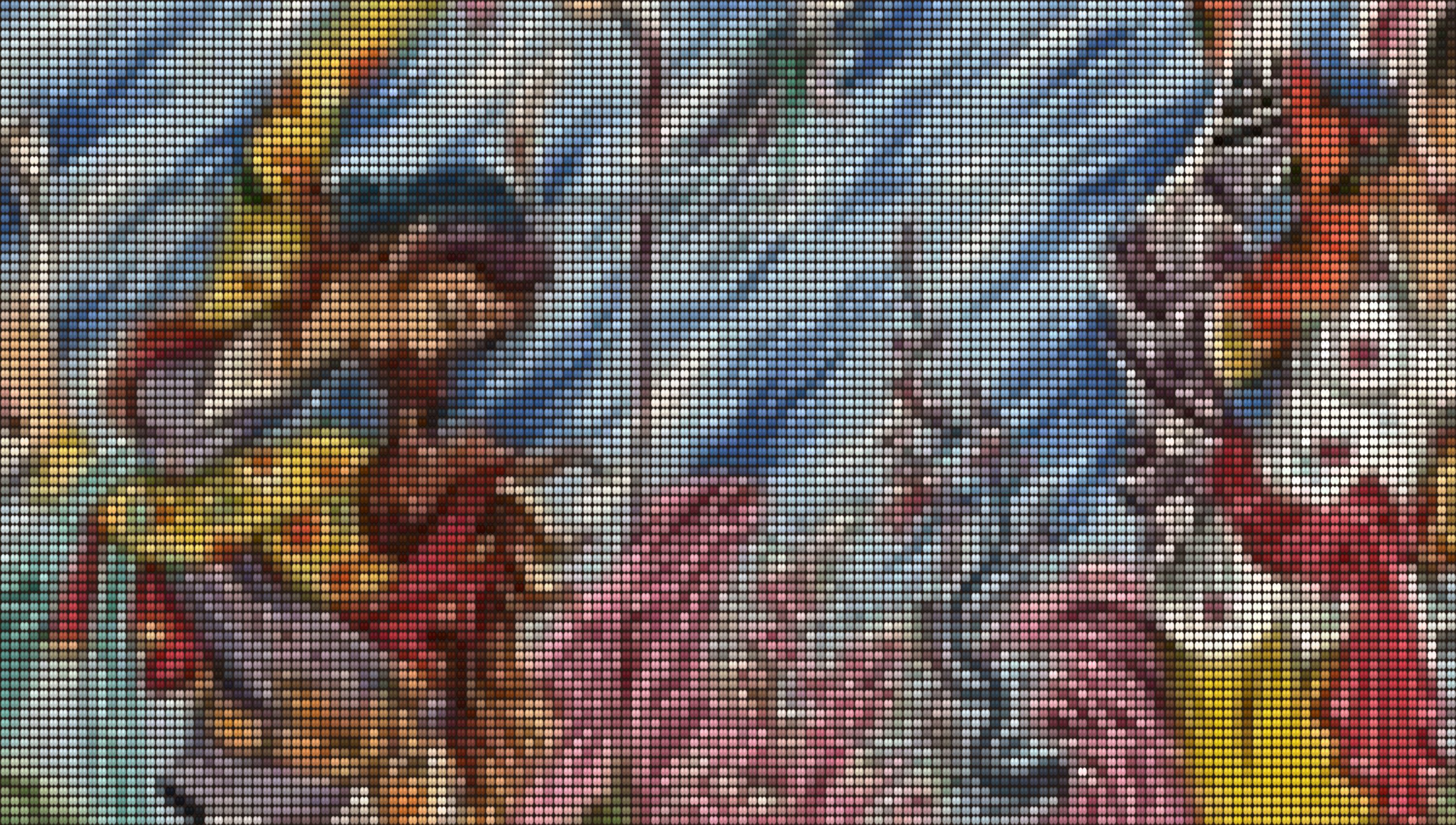 Macro view of individual knots in a silk rug